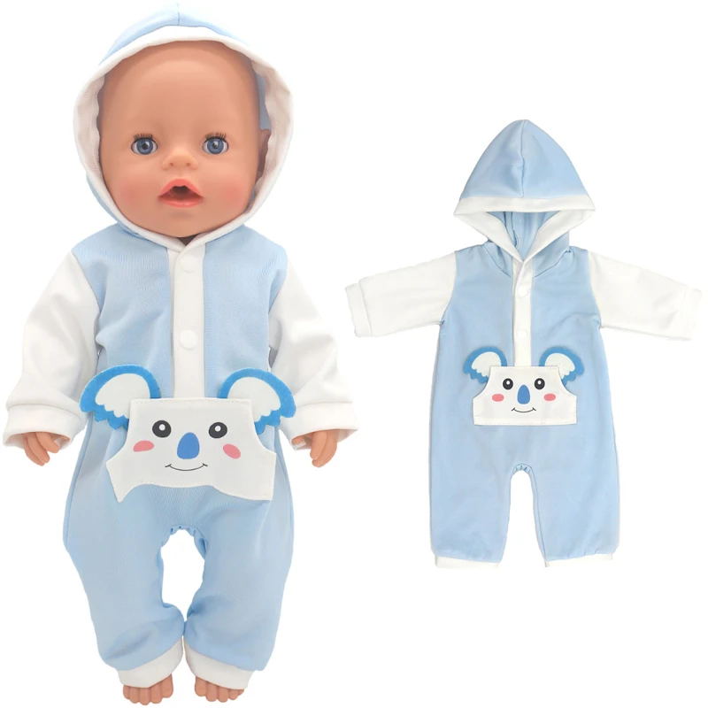 Winter Hoody Coat And Flower Strap Dress Pants Outfit for 43cm 18-Inch AG Girl Dolls Baby Doll Clothes Set