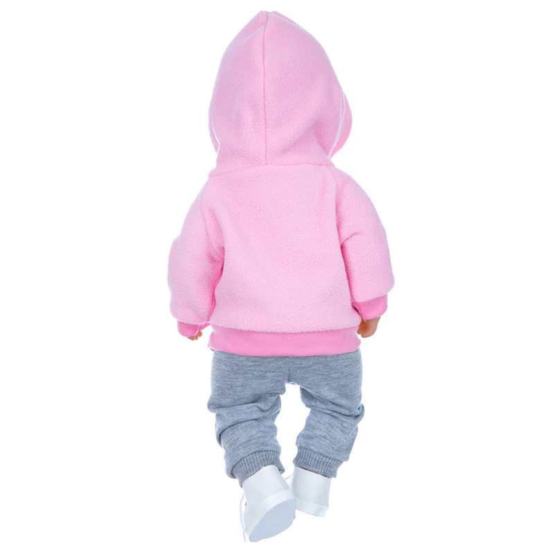 Winter Hoody Coat And Flower Strap Dress Pants Outfit for 43cm 18-Inch AG Girl Dolls Baby Doll Clothes Set