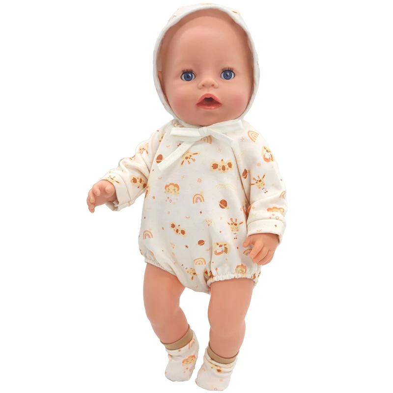 Winter Hoody Coat And Flower Strap Dress Pants Outfit for 43cm 18-Inch AG Girl Dolls Baby Doll Clothes Set