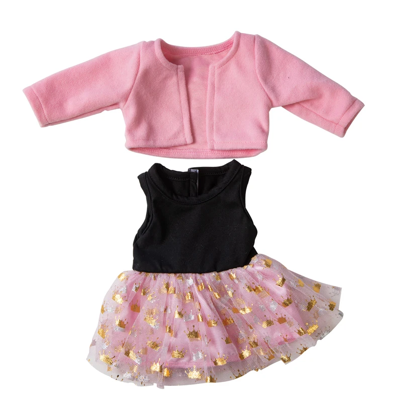 Winter Hoody Coat And Flower Strap Dress Pants Outfit for 43cm 18-Inch AG Girl Dolls Baby Doll Clothes Set