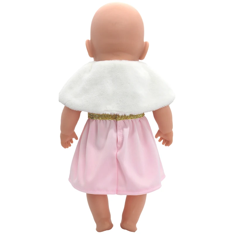 Winter Hoody Coat And Flower Strap Dress Pants Outfit for 43cm 18-Inch AG Girl Dolls Baby Doll Clothes Set