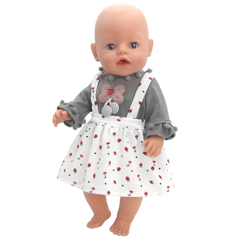 Winter Hoody Coat And Flower Strap Dress Pants Outfit for 43cm 18-Inch AG Girl Dolls Baby Doll Clothes Set