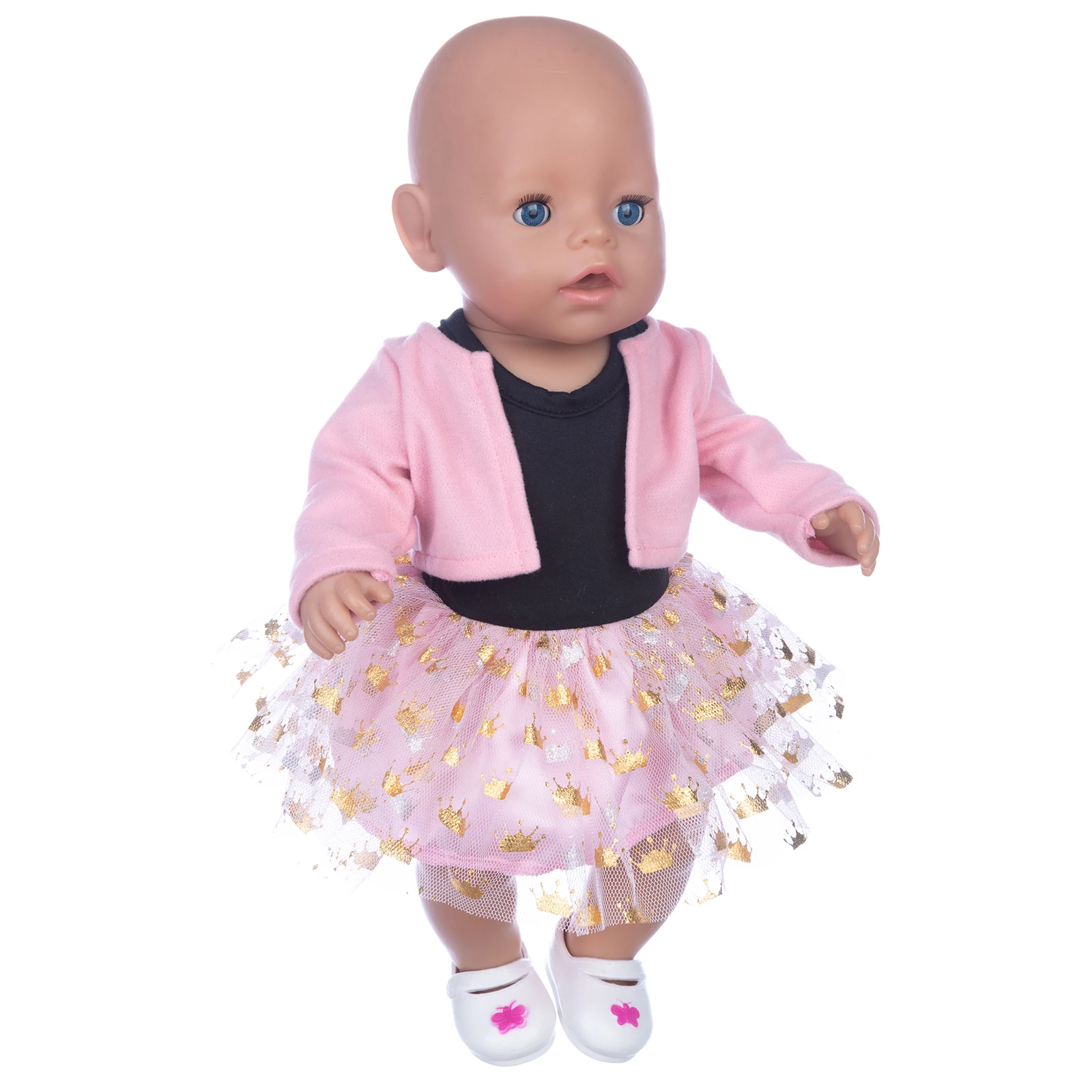 Winter Hoody Coat And Flower Strap Dress Pants Outfit for 43cm 18-Inch AG Girl Dolls Baby Doll Clothes Set