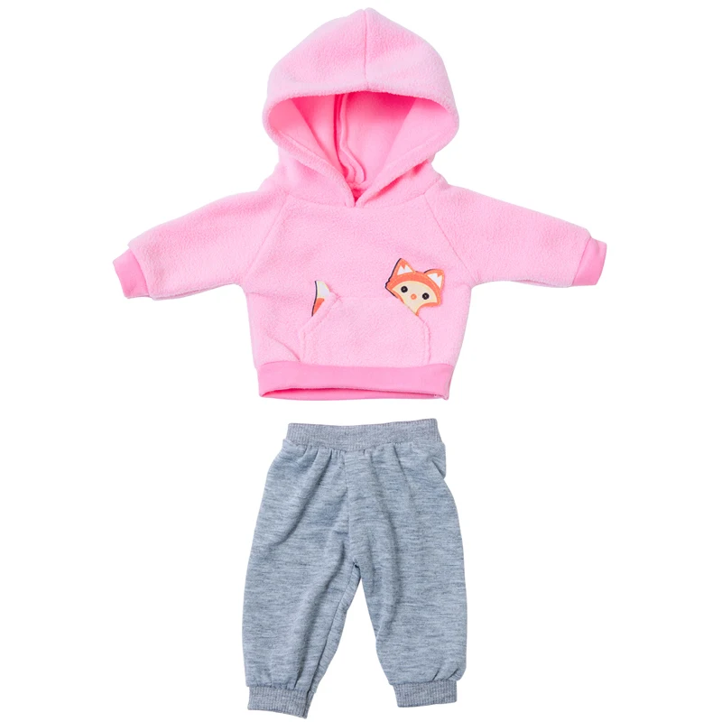 Winter Hoody Coat And Flower Strap Dress Pants Outfit for 43cm 18-Inch AG Girl Dolls Baby Doll Clothes Set