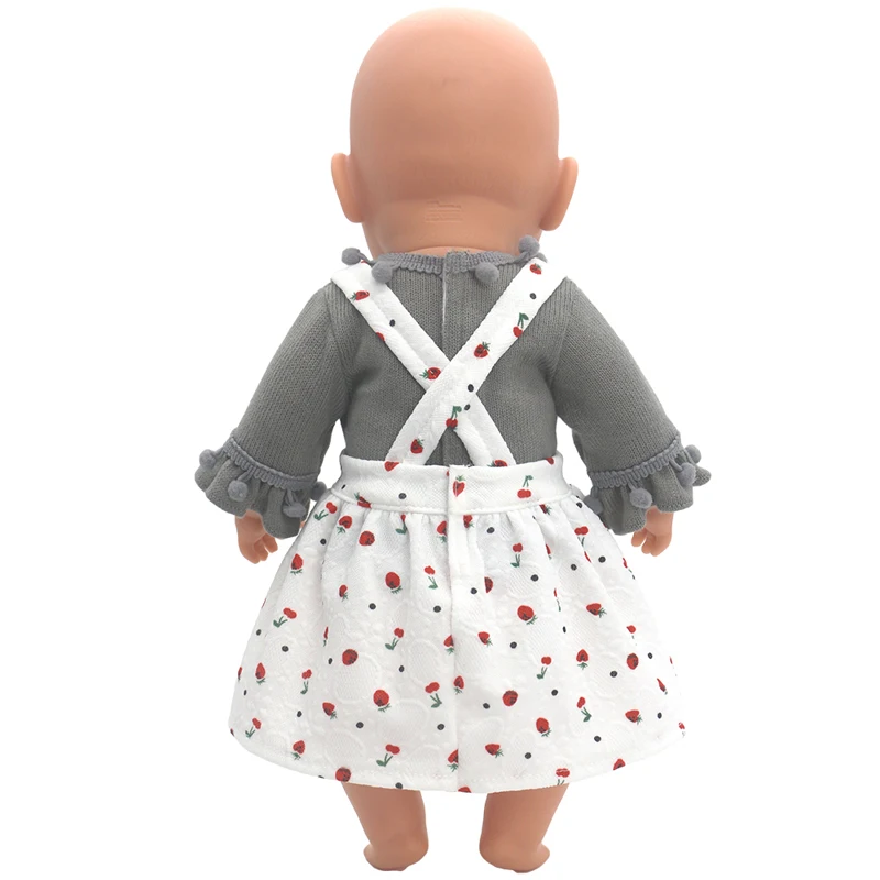 Winter Hoody Coat And Flower Strap Dress Pants Outfit for 43cm 18-Inch AG Girl Dolls Baby Doll Clothes Set