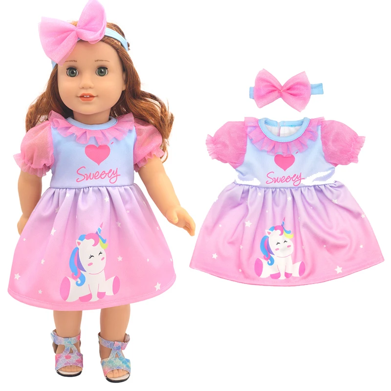 Winter Hoody Coat And Flower Strap Dress Pants Outfit for 43cm 18-Inch AG Girl Dolls Baby Doll Clothes Set