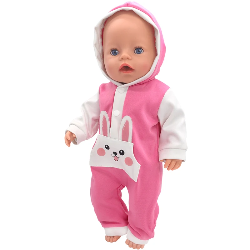Winter Hoody Coat And Flower Strap Dress Pants Outfit for 43cm 18-Inch AG Girl Dolls Baby Doll Clothes Set