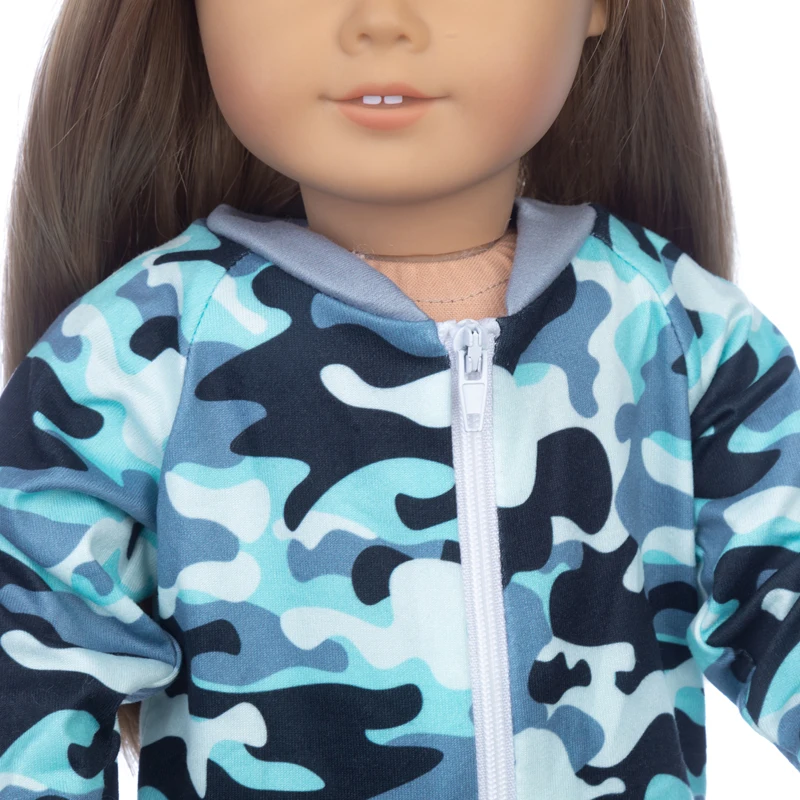 Winter Hoody Coat And Flower Strap Dress Pants Outfit for 43cm 18-Inch AG Girl Dolls Baby Doll Clothes Set