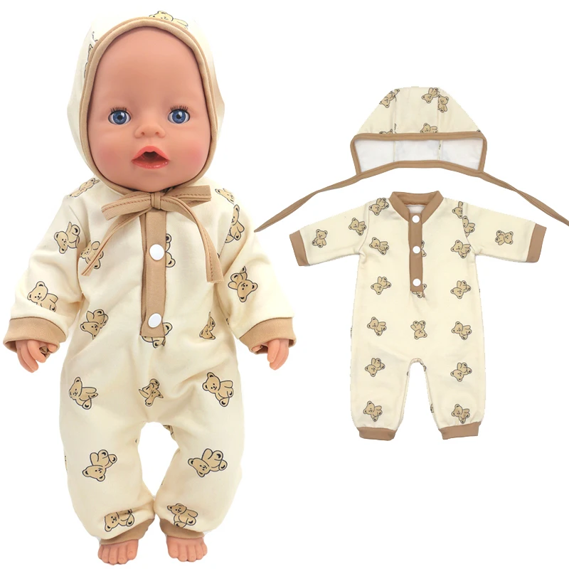 Winter Hoody Coat And Flower Strap Dress Pants Outfit for 43cm 18-Inch AG Girl Dolls Baby Doll Clothes Set