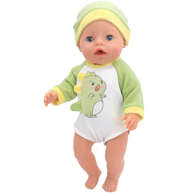 Winter Hoody Coat And Flower Strap Dress Pants Outfit for 43cm 18-Inch AG Girl Dolls Baby Doll Clothes Set