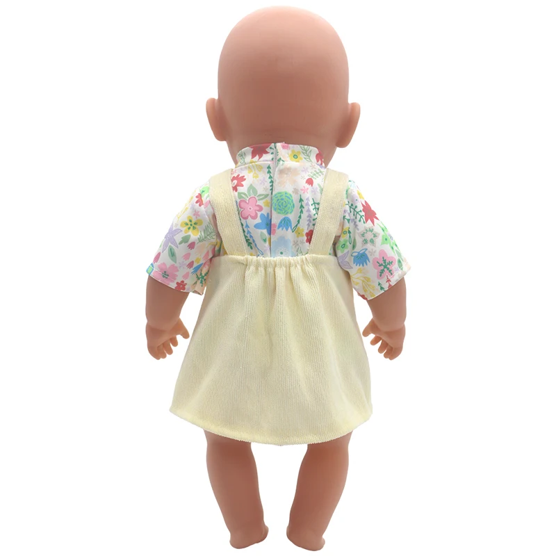 Winter Hoody Coat And Flower Strap Dress Pants Outfit for 43cm 18-Inch AG Girl Dolls Baby Doll Clothes Set