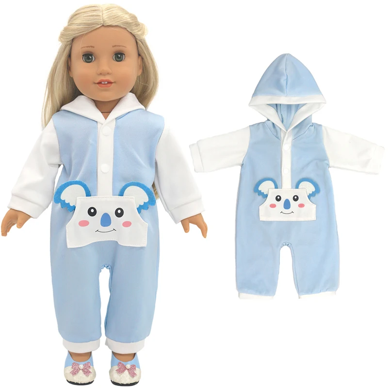 Winter Hoody Coat And Flower Strap Dress Pants Outfit for 43cm 18-Inch AG Girl Dolls Baby Doll Clothes Set