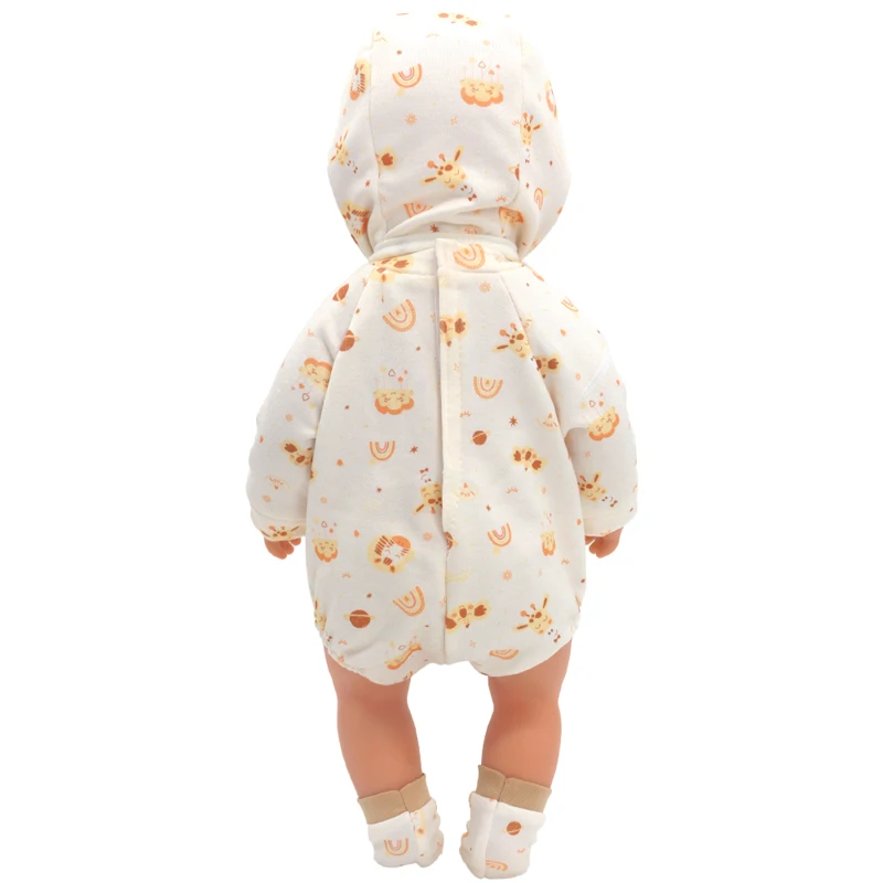 Winter Hoody Coat And Flower Strap Dress Pants Outfit for 43cm 18-Inch AG Girl Dolls Baby Doll Clothes Set