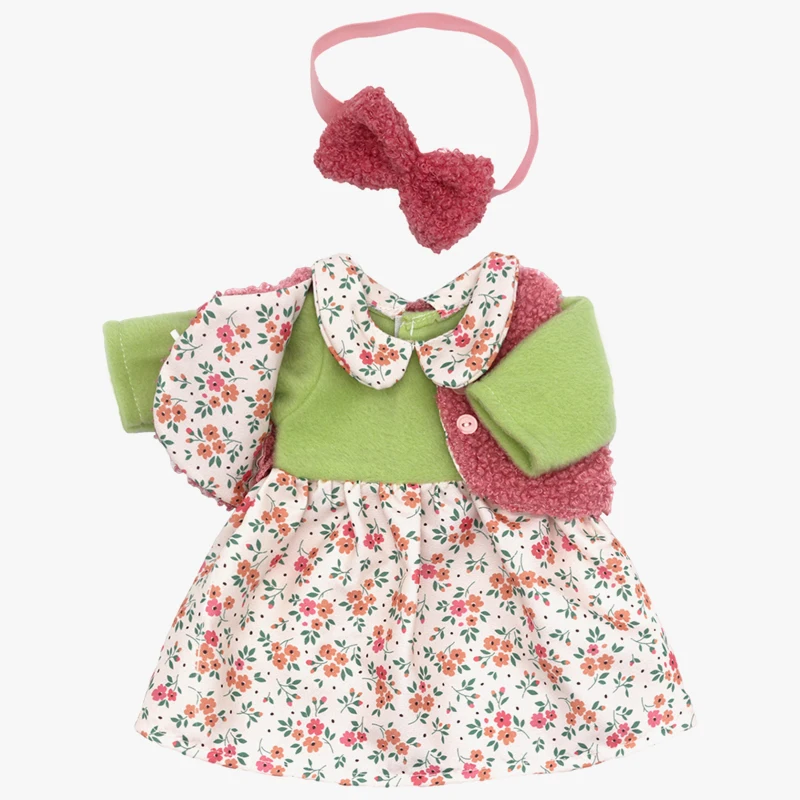 Winter Hoody Coat And Flower Strap Dress Pants Outfit for 43cm 18-Inch AG Girl Dolls Baby Doll Clothes Set