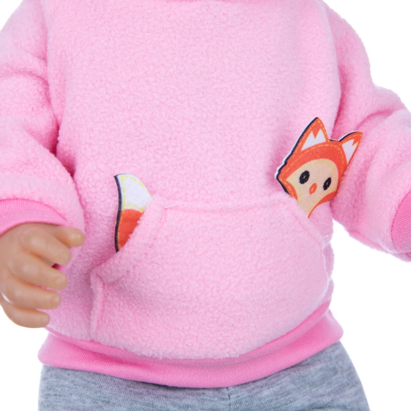 Winter Hoody Coat And Flower Strap Dress Pants Outfit for 43cm 18-Inch AG Girl Dolls Baby Doll Clothes Set
