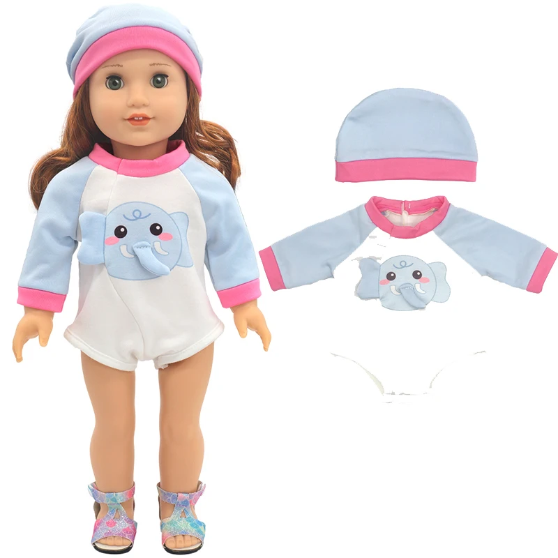 Winter Hoody Coat And Flower Strap Dress Pants Outfit for 43cm 18-Inch AG Girl Dolls Baby Doll Clothes Set