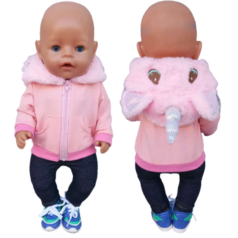 Winter Hoody Coat And Flower Strap Dress Pants Outfit for 43cm 18-Inch AG Girl Dolls Baby Doll Clothes Set