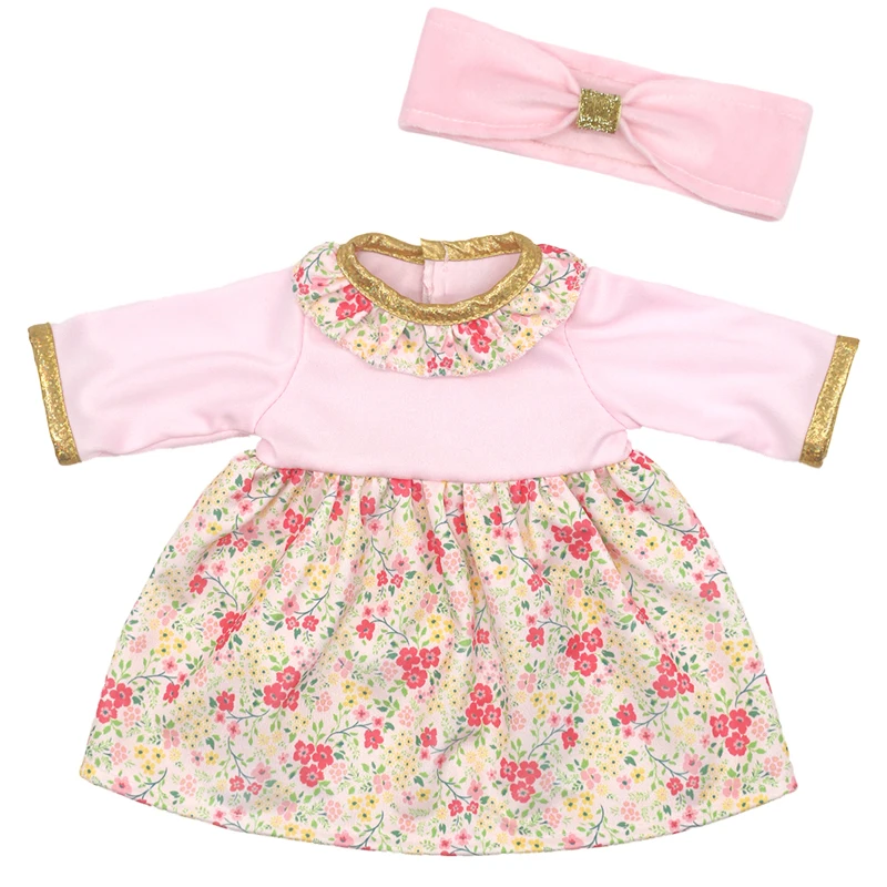 Winter Hoody Coat And Flower Strap Dress Pants Outfit for 43cm 18-Inch AG Girl Dolls Baby Doll Clothes Set