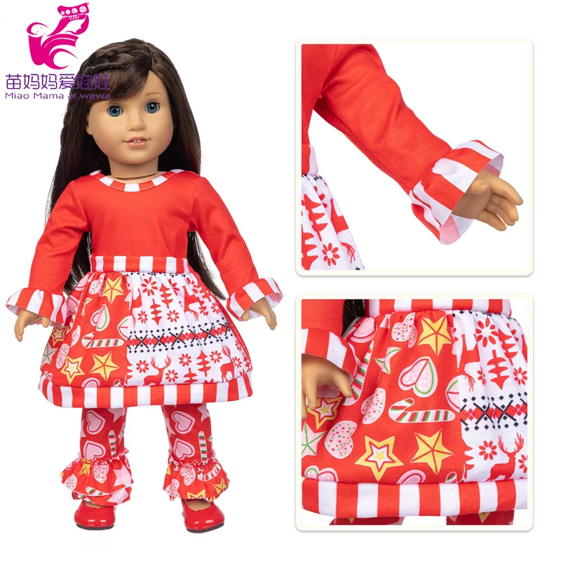 Winter Hoody Coat And Flower Strap Dress Pants Outfit for 43cm 18-Inch AG Girl Dolls Baby Doll Clothes Set