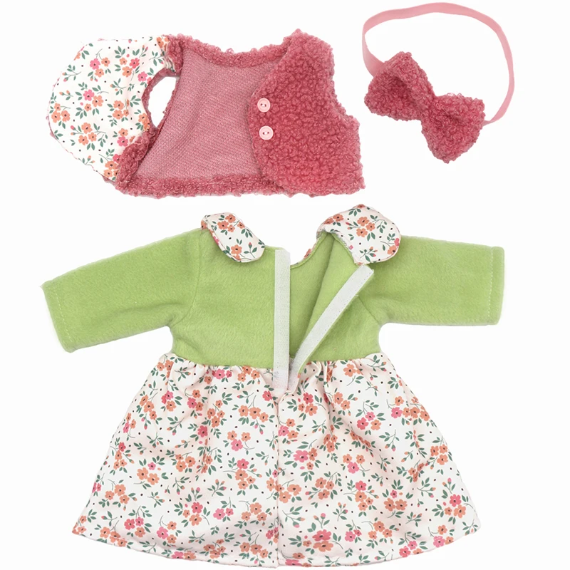 Winter Hoody Coat And Flower Strap Dress Pants Outfit for 43cm 18-Inch AG Girl Dolls Baby Doll Clothes Set