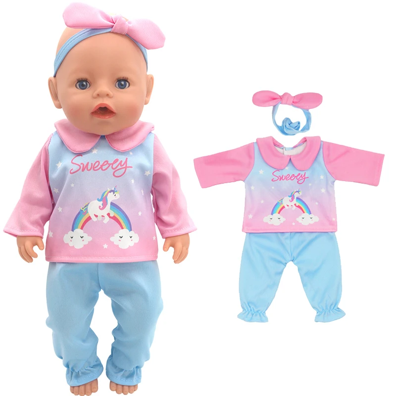 Winter Hoody Coat And Flower Strap Dress Pants Outfit for 43cm 18-Inch AG Girl Dolls Baby Doll Clothes Set