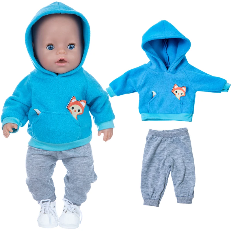 Winter Hoody Coat And Flower Strap Dress Pants Outfit for 43cm 18-Inch AG Girl Dolls Baby Doll Clothes Set