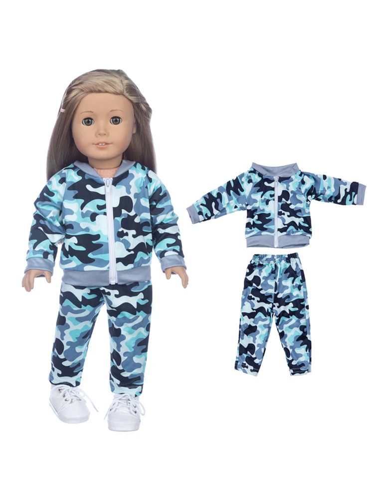 Winter Hoody Coat And Flower Strap Dress Pants Outfit for 43cm 18-Inch AG Girl Dolls Baby Doll Clothes Set