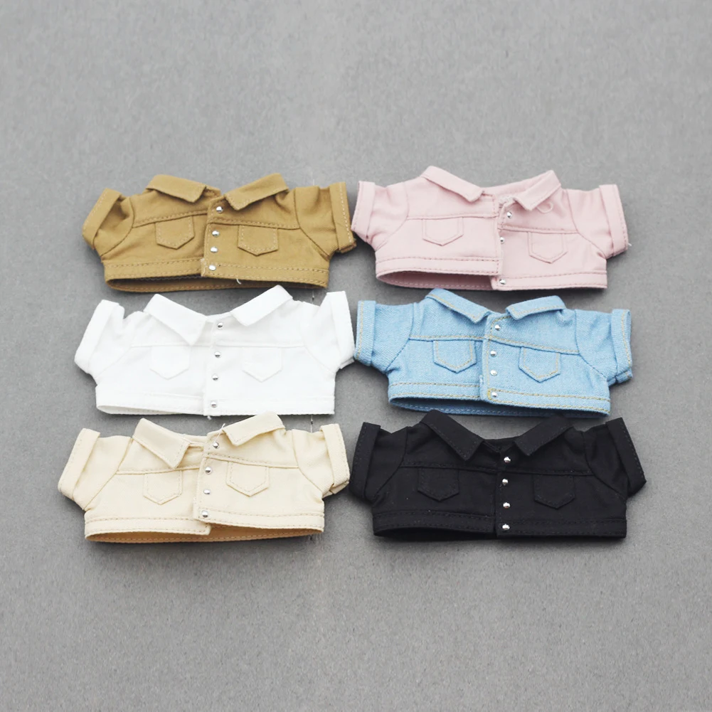 Mini Doll'S Clothes Outfit Accessories For 15-17cm Labubu V1 V2 and 10cm cotton doll Denim shorts jacket Clothing Gift
