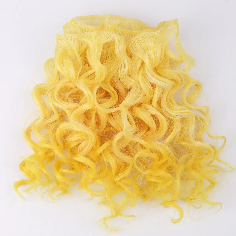 15CM Curly Doll Hair DIY Toy Accessories Synthetic Heat Resistant Fiber Wig Blonde Color
