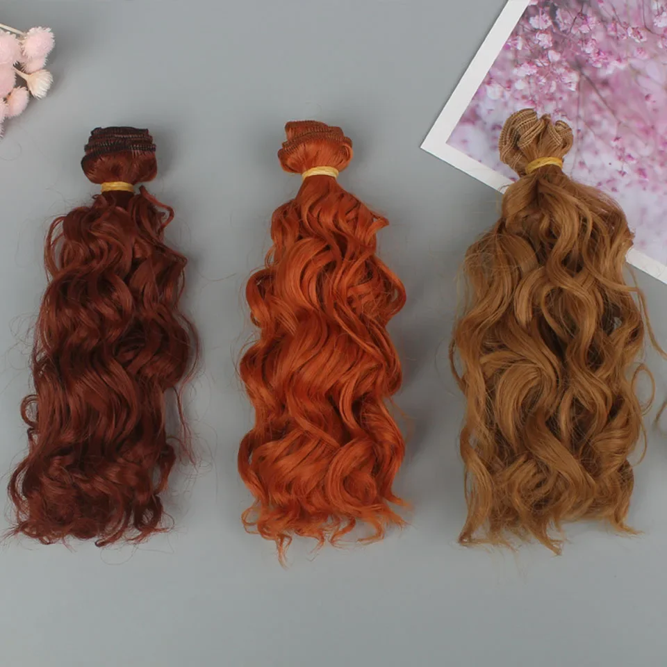 15CM Curly Doll Hair DIY Toy Accessories Synthetic Heat Resistant Fiber Wig Blonde Color