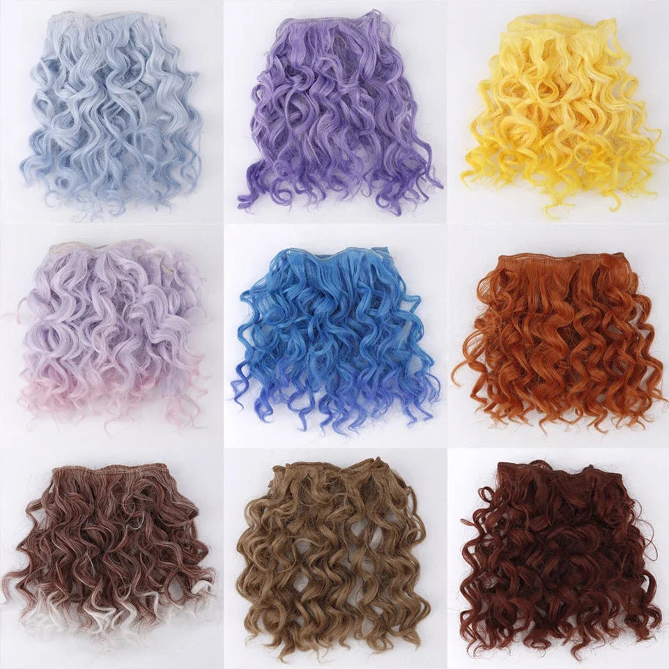 15CM Curly Doll Hair DIY Toy Accessories Synthetic Heat Resistant Fiber Wig Blonde Color