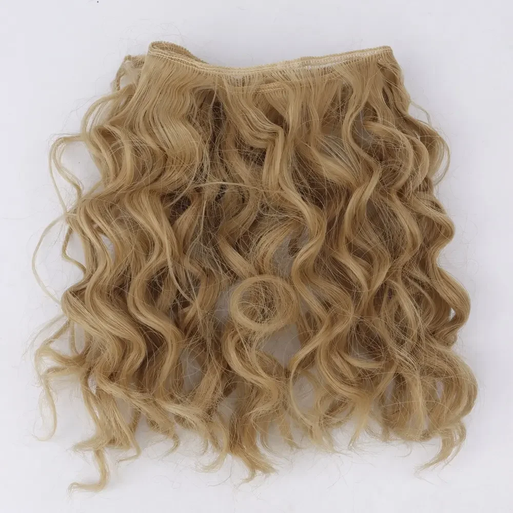15CM Curly Doll Hair DIY Toy Accessories Synthetic Heat Resistant Fiber Wig Blonde Color
