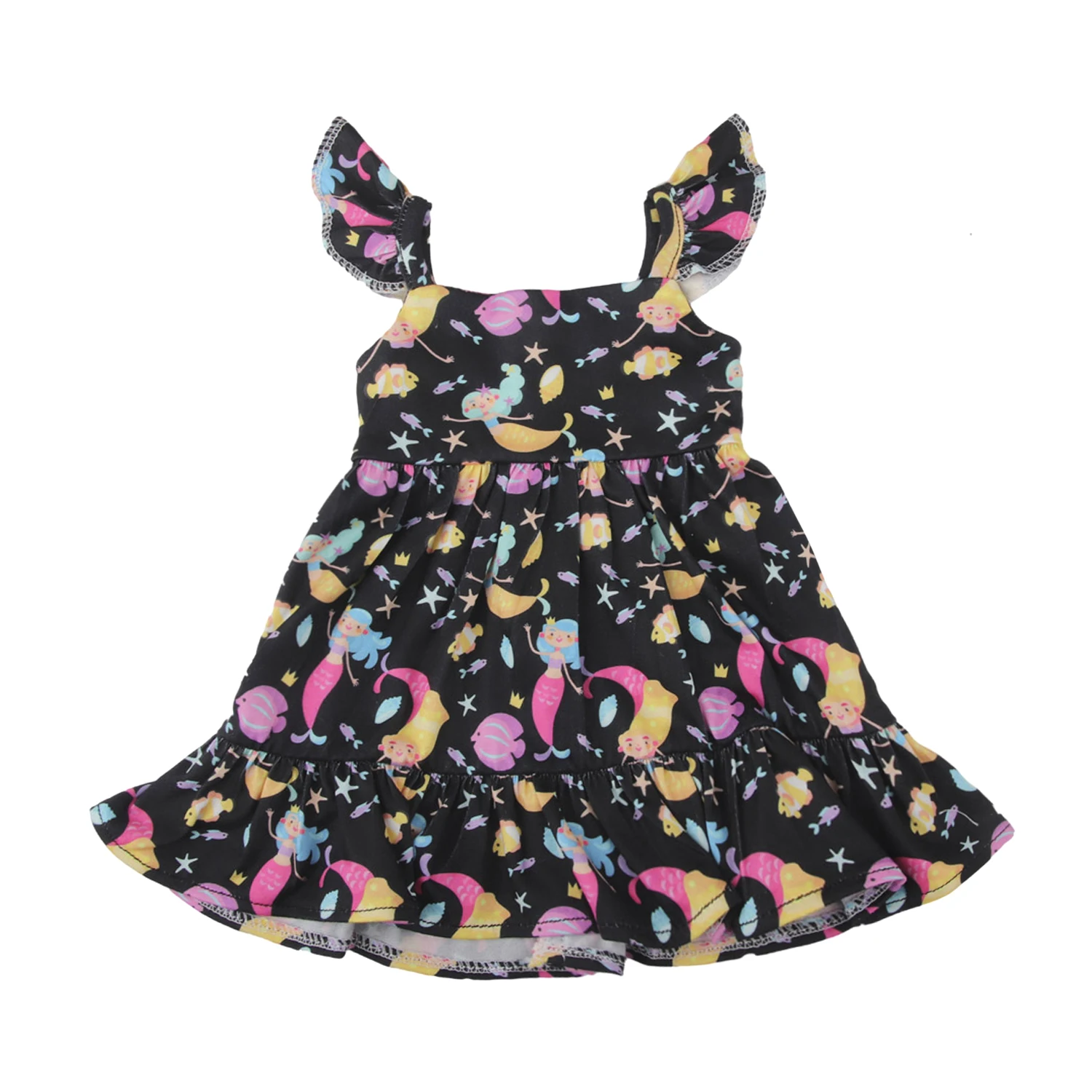 Newly Designed Doll Skirt Flamingos,Sunflowers,Flowers Flying Sleeve Dress For 18 Inch American&43cm Baby New Born Girl Doll Toy