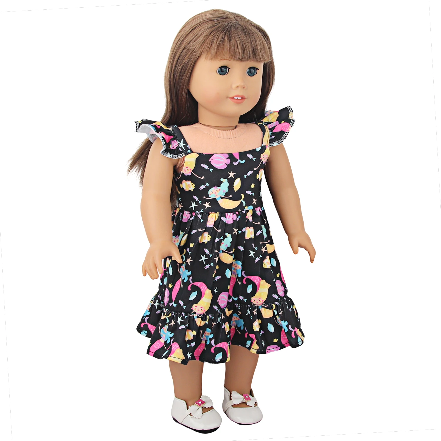 Newly Designed Doll Skirt Flamingos,Sunflowers,Flowers Flying Sleeve Dress For 18 Inch American&43cm Baby New Born Girl Doll Toy