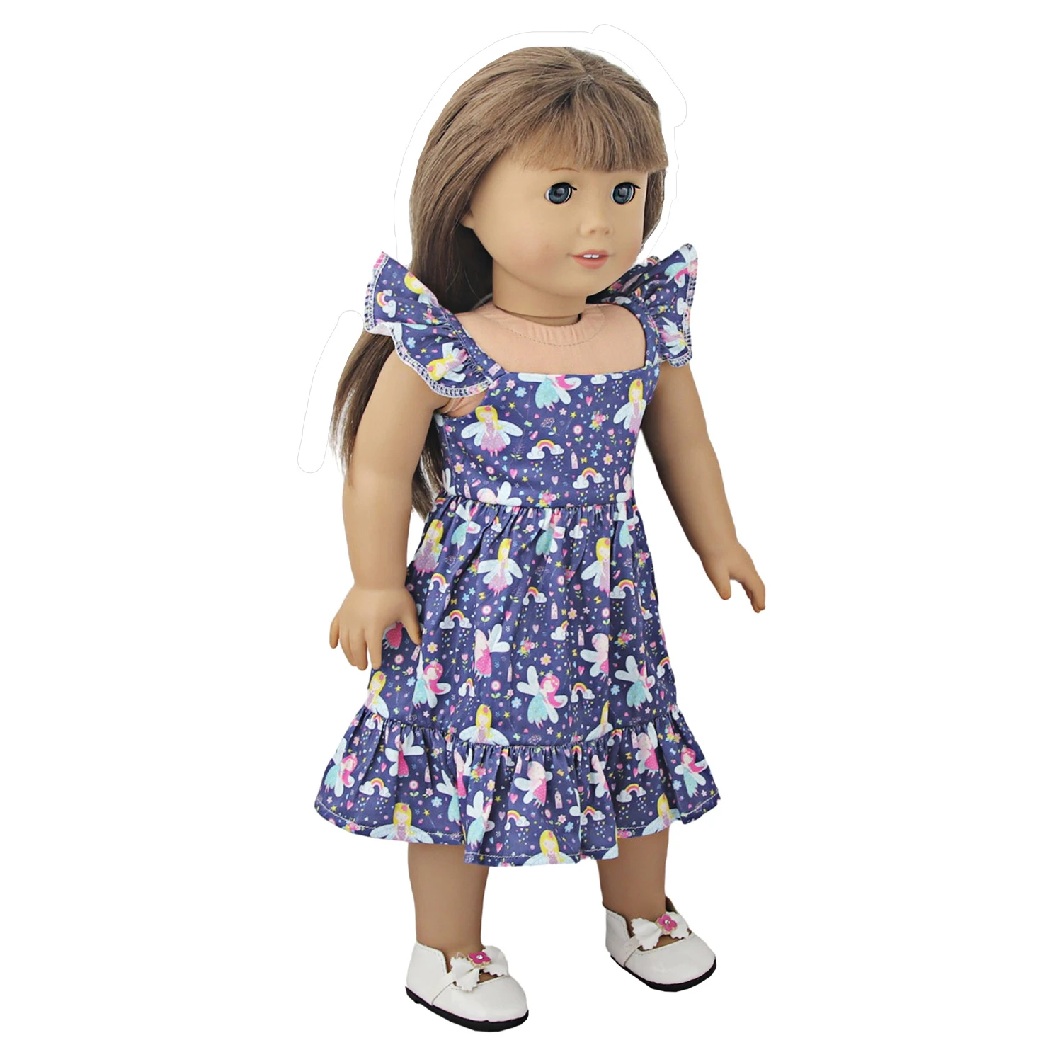 Newly Designed Doll Skirt Flamingos,Sunflowers,Flowers Flying Sleeve Dress For 18 Inch American&43cm Baby New Born Girl Doll Toy