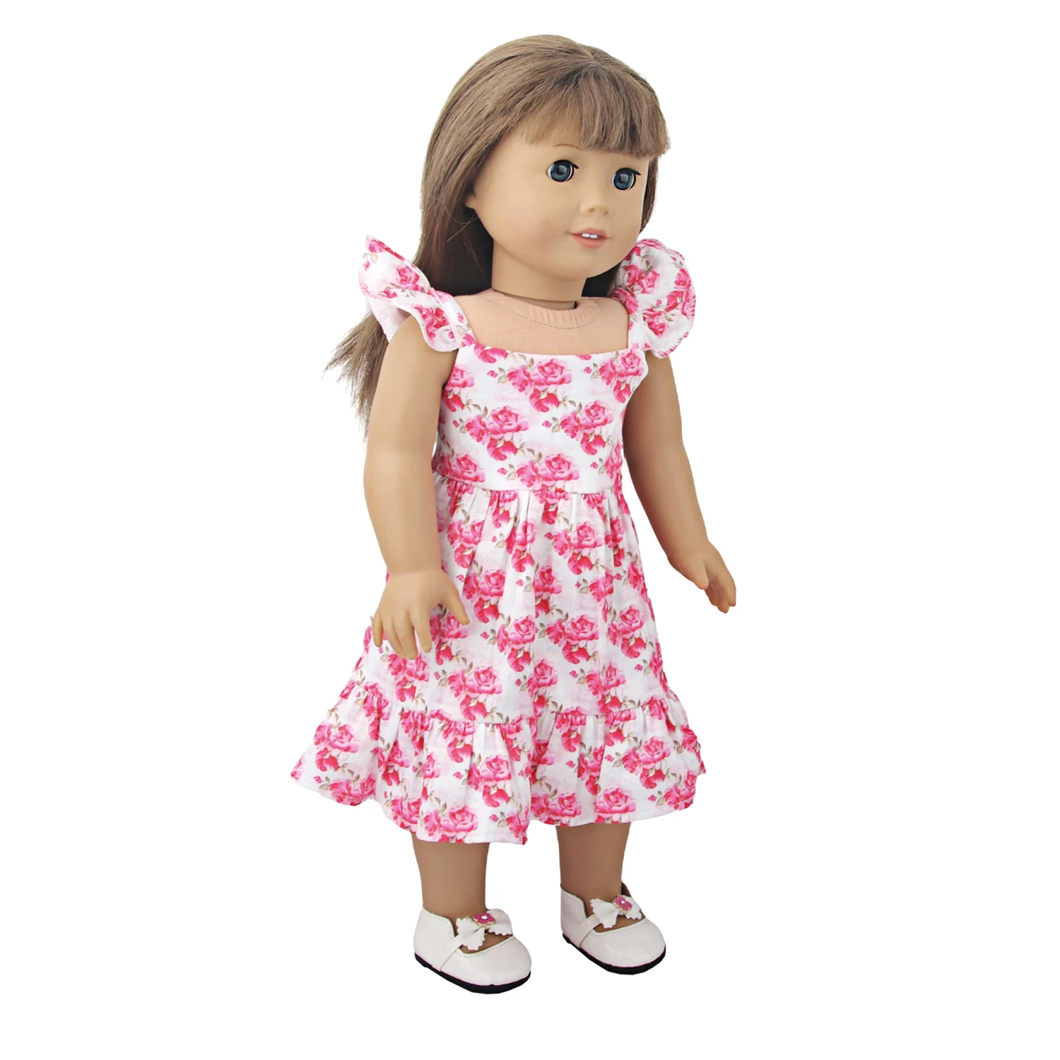 Newly Designed Doll Skirt Flamingos,Sunflowers,Flowers Flying Sleeve Dress For 18 Inch American&43cm Baby New Born Girl Doll Toy