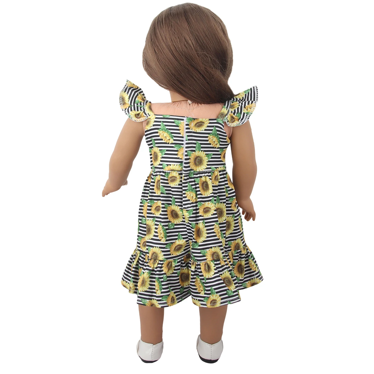 Newly Designed Doll Skirt Flamingos,Sunflowers,Flowers Flying Sleeve Dress For 18 Inch American&43cm Baby New Born Girl Doll Toy