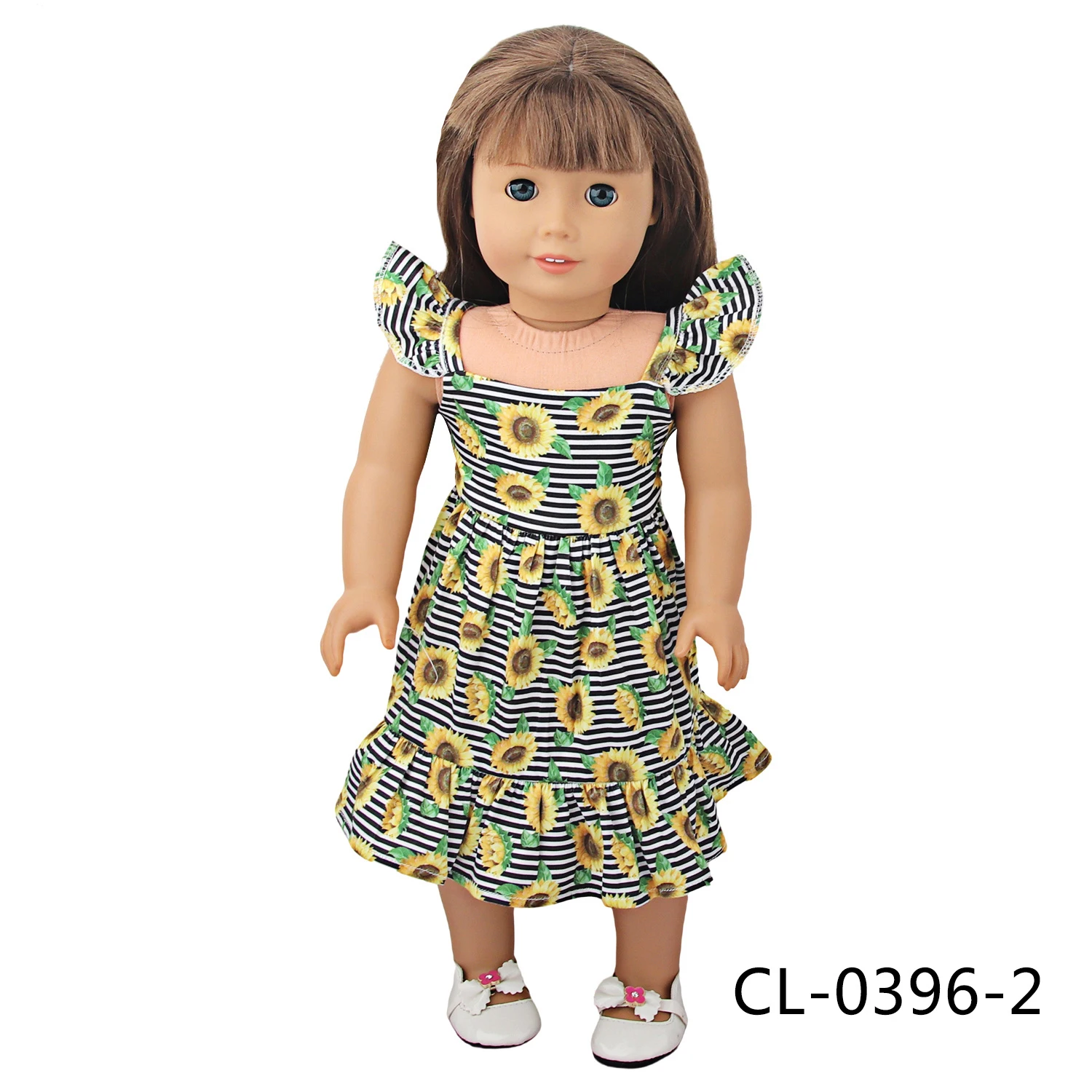 Newly Designed Doll Skirt Flamingos,Sunflowers,Flowers Flying Sleeve Dress For 18 Inch American&43cm Baby New Born Girl Doll Toy