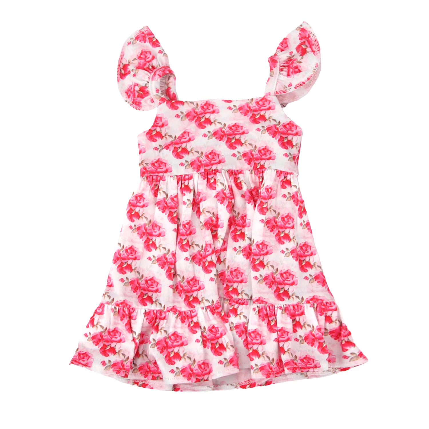 Newly Designed Doll Skirt Flamingos,Sunflowers,Flowers Flying Sleeve Dress For 18 Inch American&43cm Baby New Born Girl Doll Toy