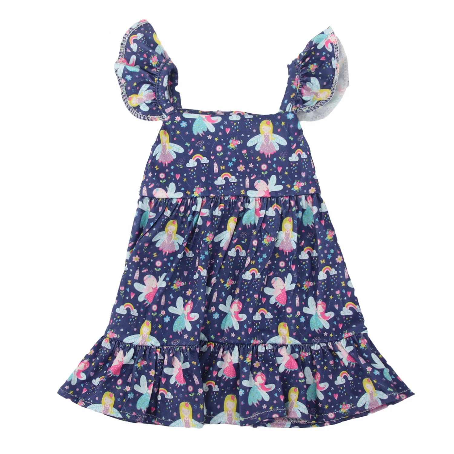 Newly Designed Doll Skirt Flamingos,Sunflowers,Flowers Flying Sleeve Dress For 18 Inch American&43cm Baby New Born Girl Doll Toy