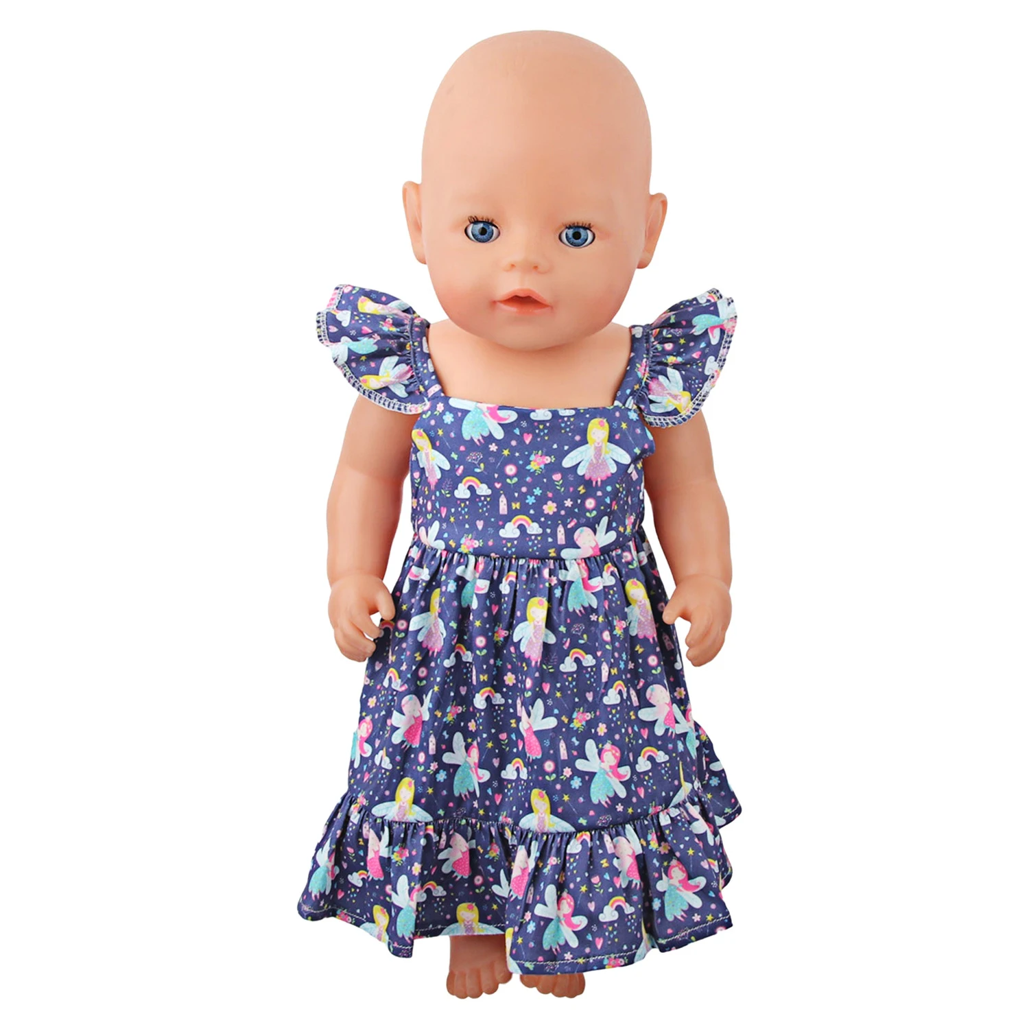 Newly Designed Doll Skirt Flamingos,Sunflowers,Flowers Flying Sleeve Dress For 18 Inch American&43cm Baby New Born Girl Doll Toy