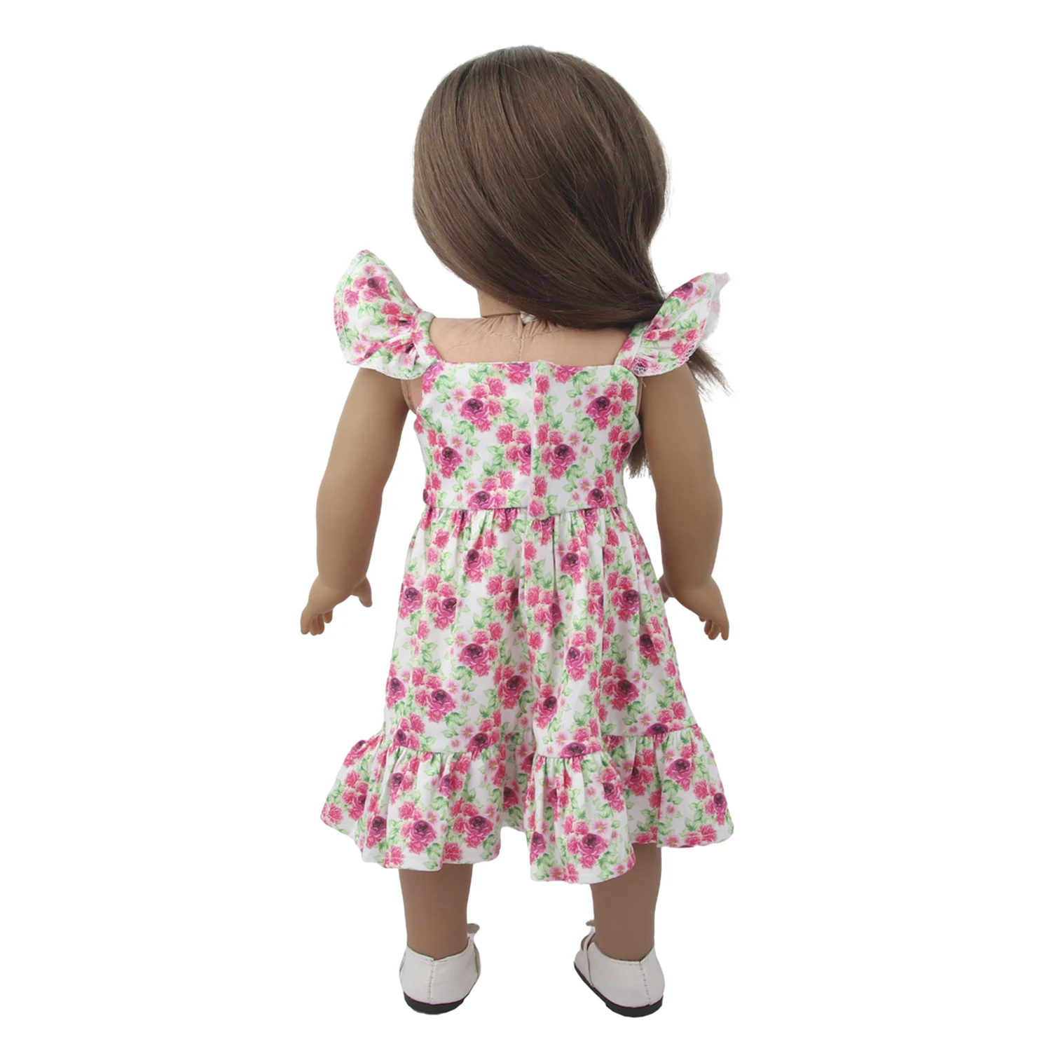 Newly Designed Doll Skirt Flamingos,Sunflowers,Flowers Flying Sleeve Dress For 18 Inch American&43cm Baby New Born Girl Doll Toy