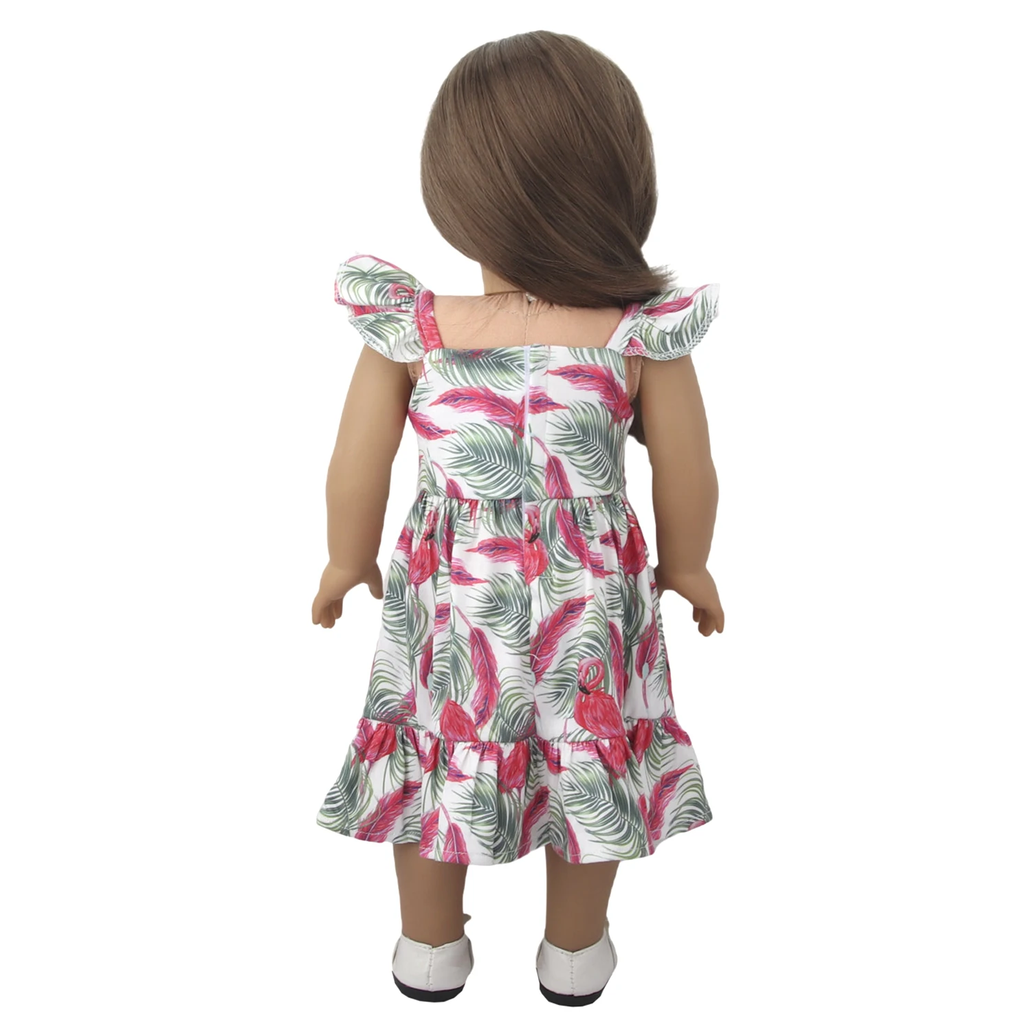 Newly Designed Doll Skirt Flamingos,Sunflowers,Flowers Flying Sleeve Dress For 18 Inch American&43cm Baby New Born Girl Doll Toy