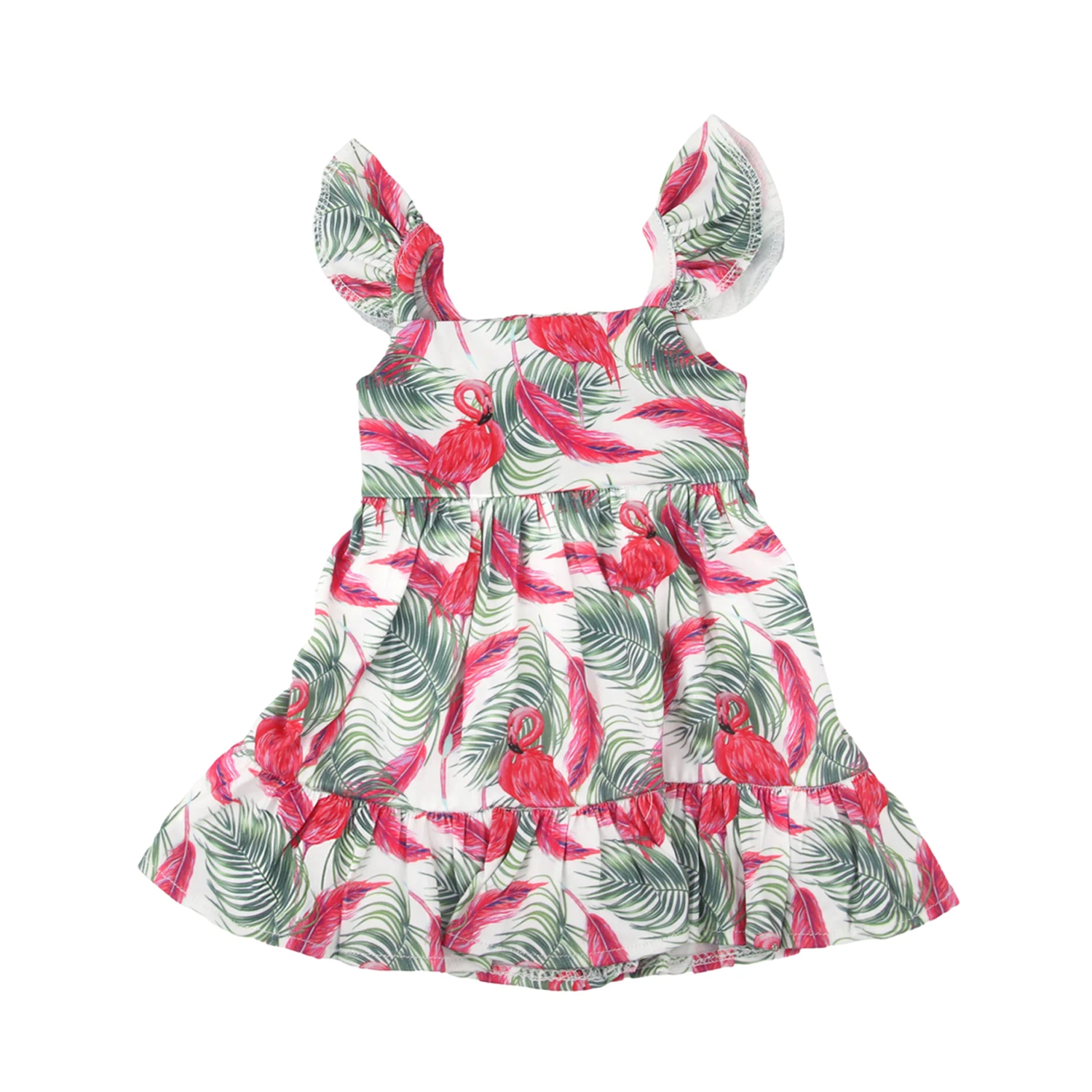 Newly Designed Doll Skirt Flamingos,Sunflowers,Flowers Flying Sleeve Dress For 18 Inch American&43cm Baby New Born Girl Doll Toy