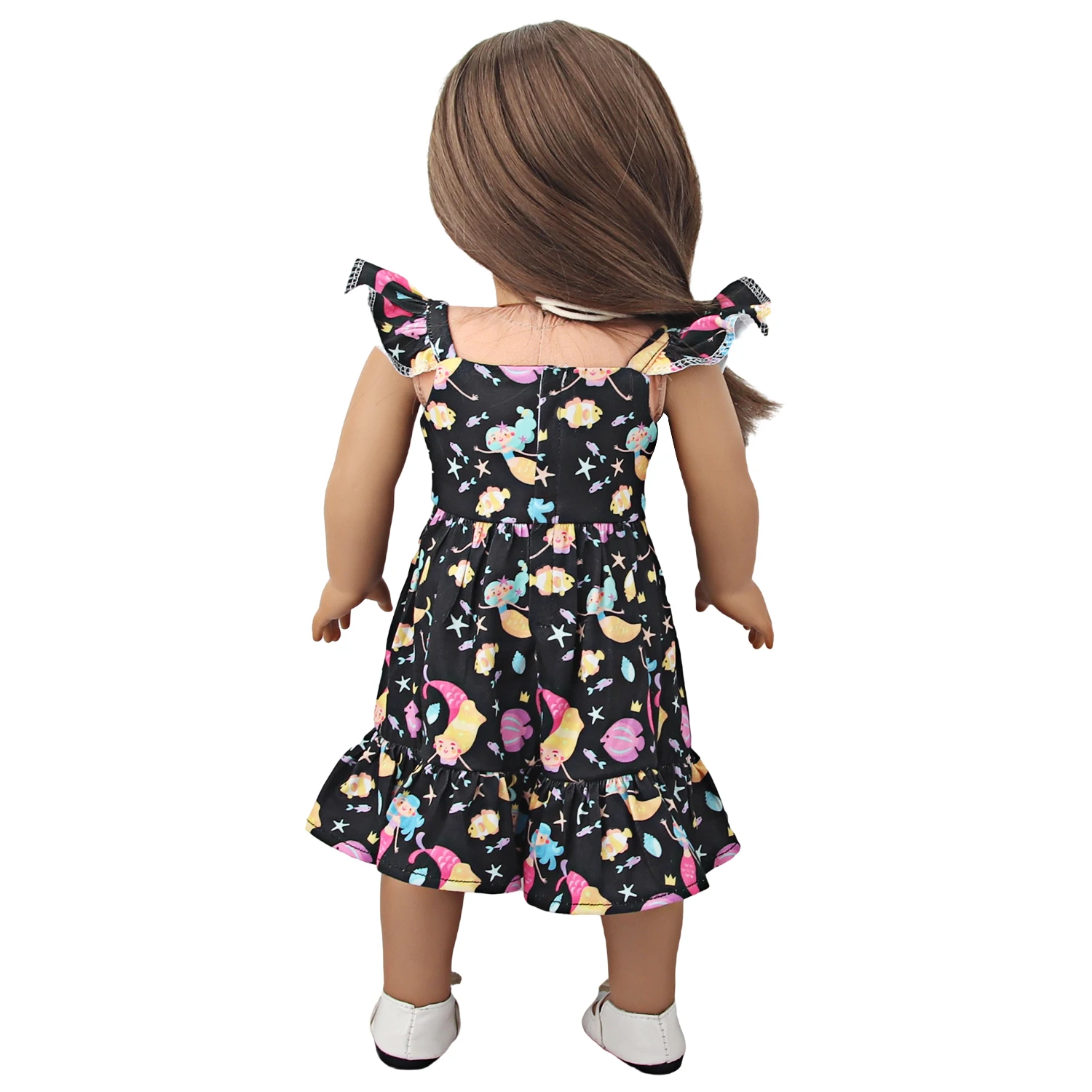 Newly Designed Doll Skirt Flamingos,Sunflowers,Flowers Flying Sleeve Dress For 18 Inch American&43cm Baby New Born Girl Doll Toy