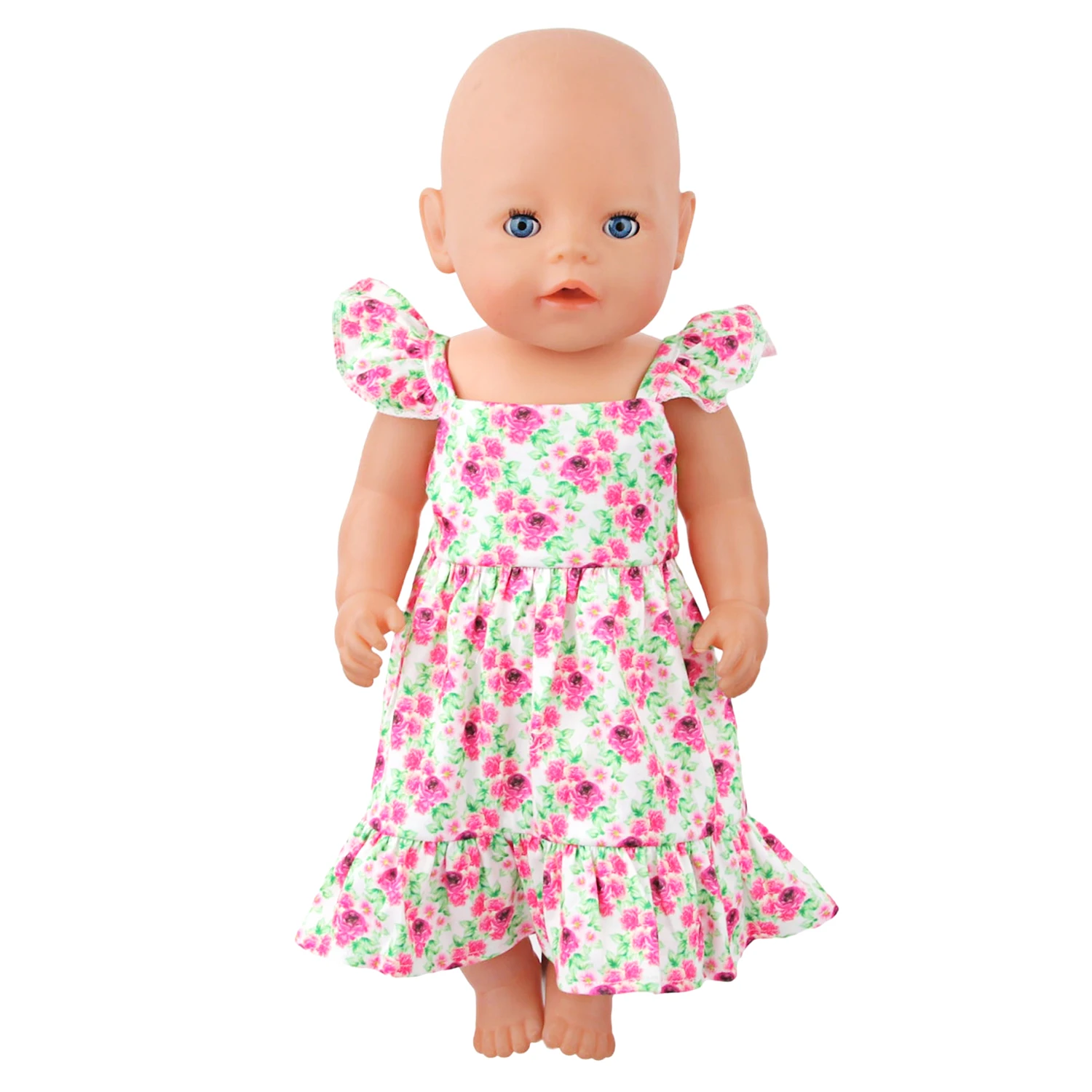 Newly Designed Doll Skirt Flamingos,Sunflowers,Flowers Flying Sleeve Dress For 18 Inch American&43cm Baby New Born Girl Doll Toy
