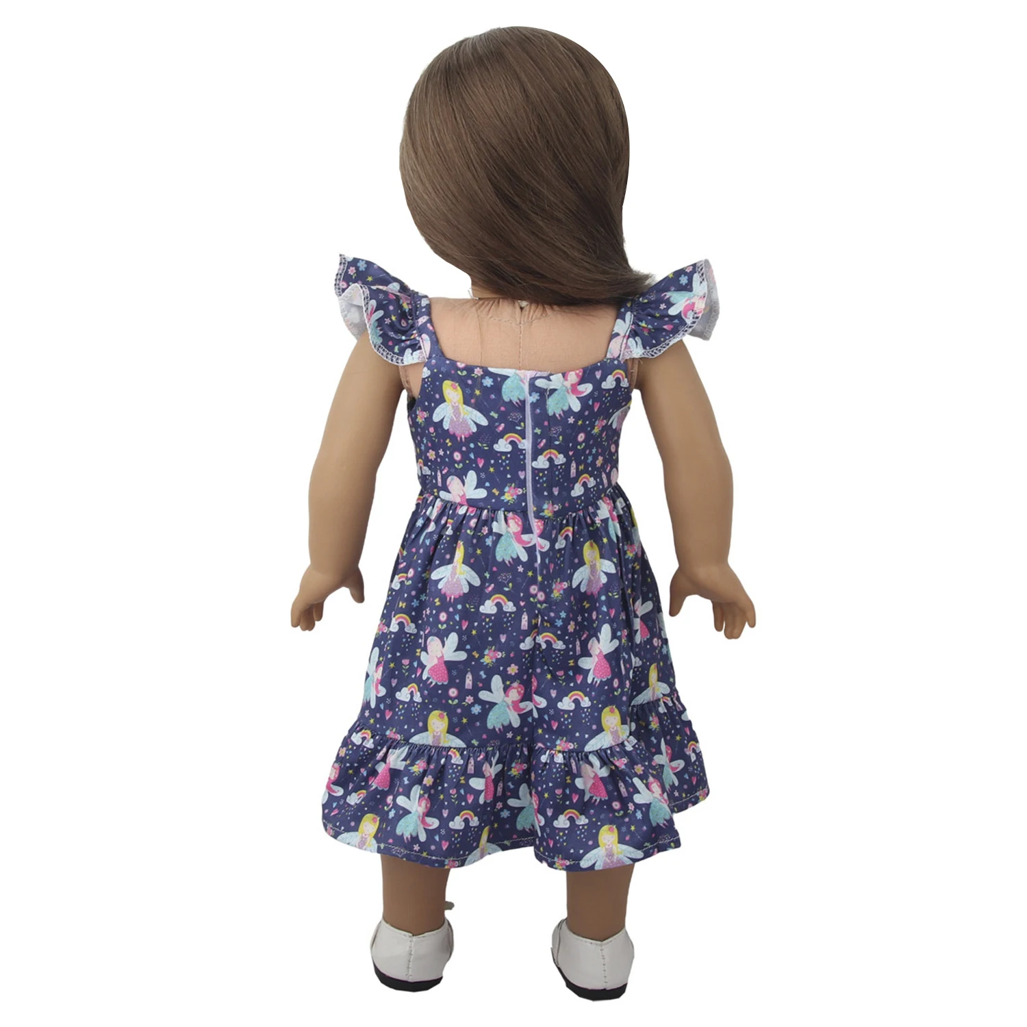 Newly Designed Doll Skirt Flamingos,Sunflowers,Flowers Flying Sleeve Dress For 18 Inch American&43cm Baby New Born Girl Doll Toy