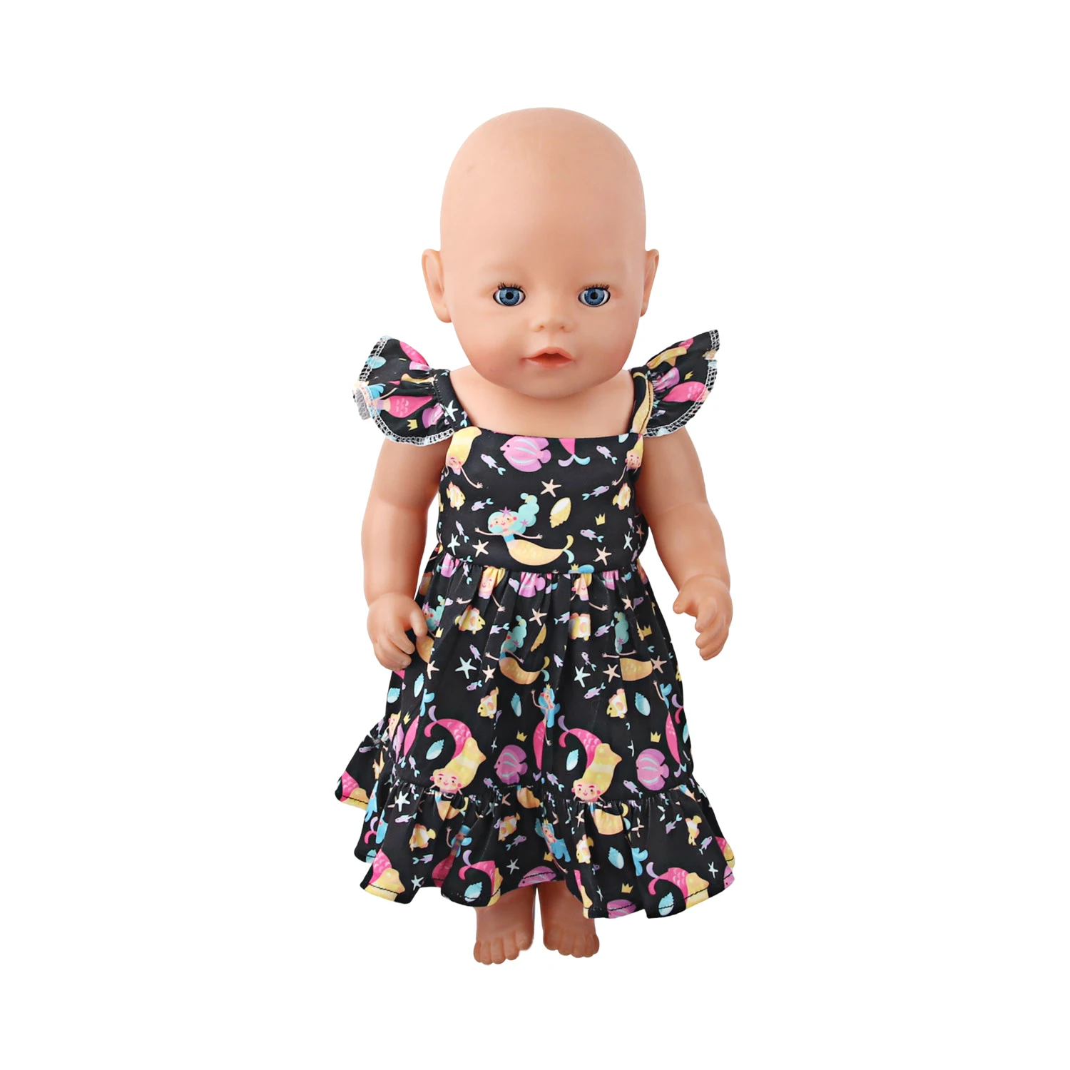 Newly Designed Doll Skirt Flamingos,Sunflowers,Flowers Flying Sleeve Dress For 18 Inch American&43cm Baby New Born Girl Doll Toy