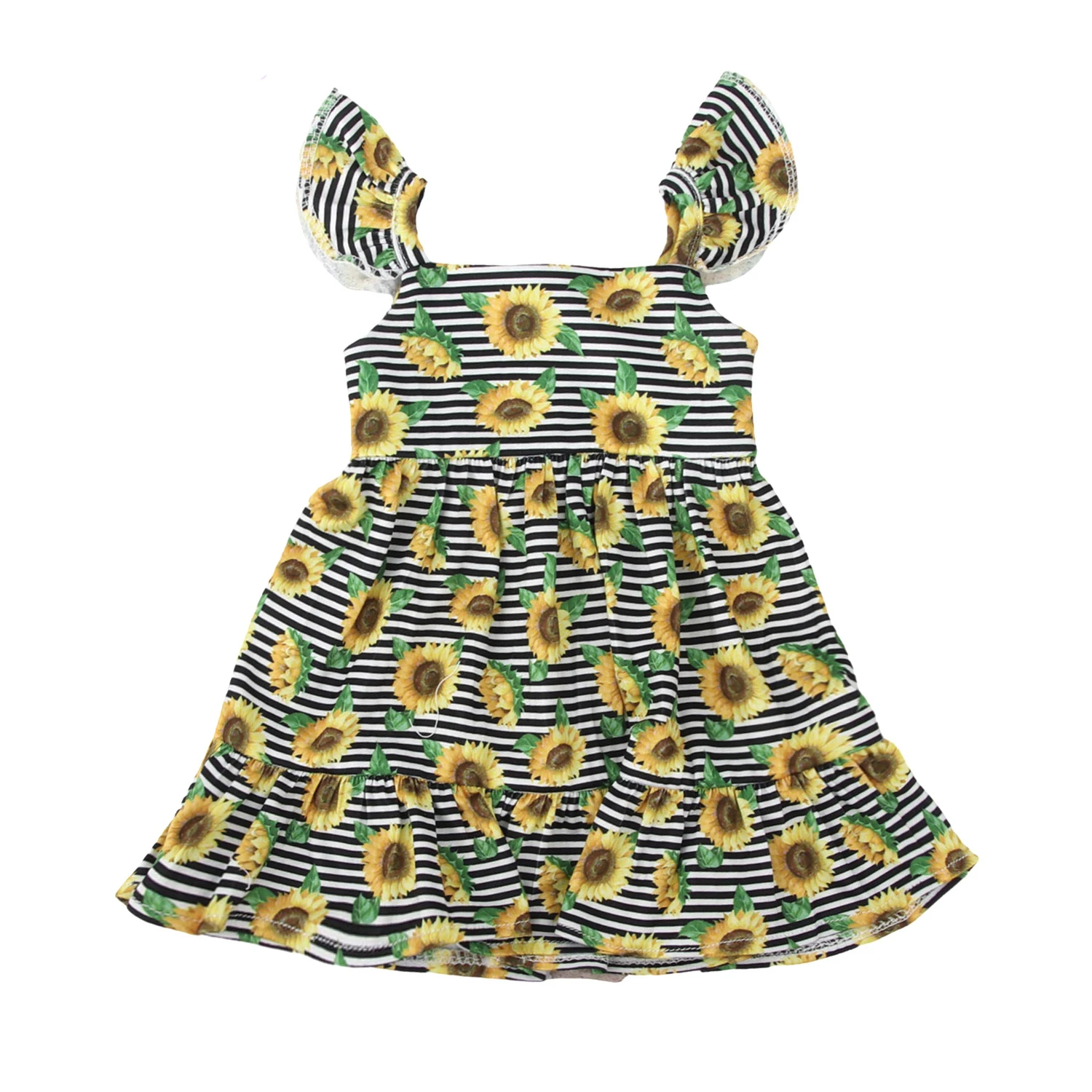 Newly Designed Doll Skirt Flamingos,Sunflowers,Flowers Flying Sleeve Dress For 18 Inch American&43cm Baby New Born Girl Doll Toy