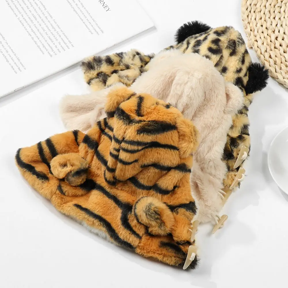 20CM Doll Clothes Plush Fur Coat Cartoon Animal Horn Buckle Overcoat Rabbit Bear Tiger Winter Hairy Outfits For Idol Dolls Toys